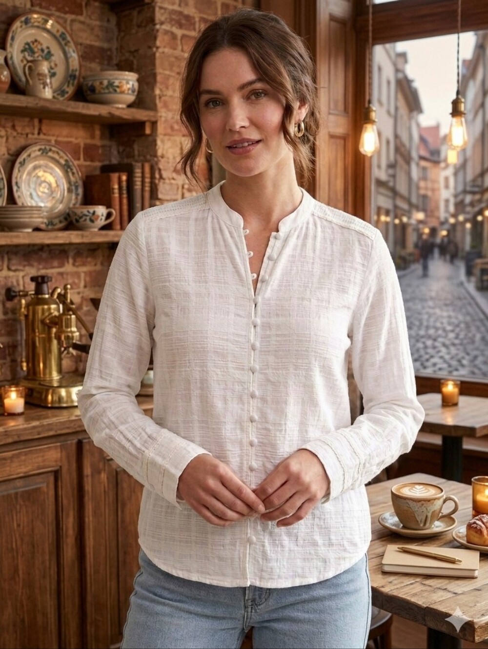 Good Hart Matilda Jane Charleston Blouse White Cotton Size Medium